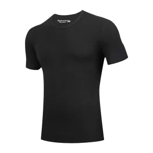Sort Rundhals Bambus T-Shirt fra Siden