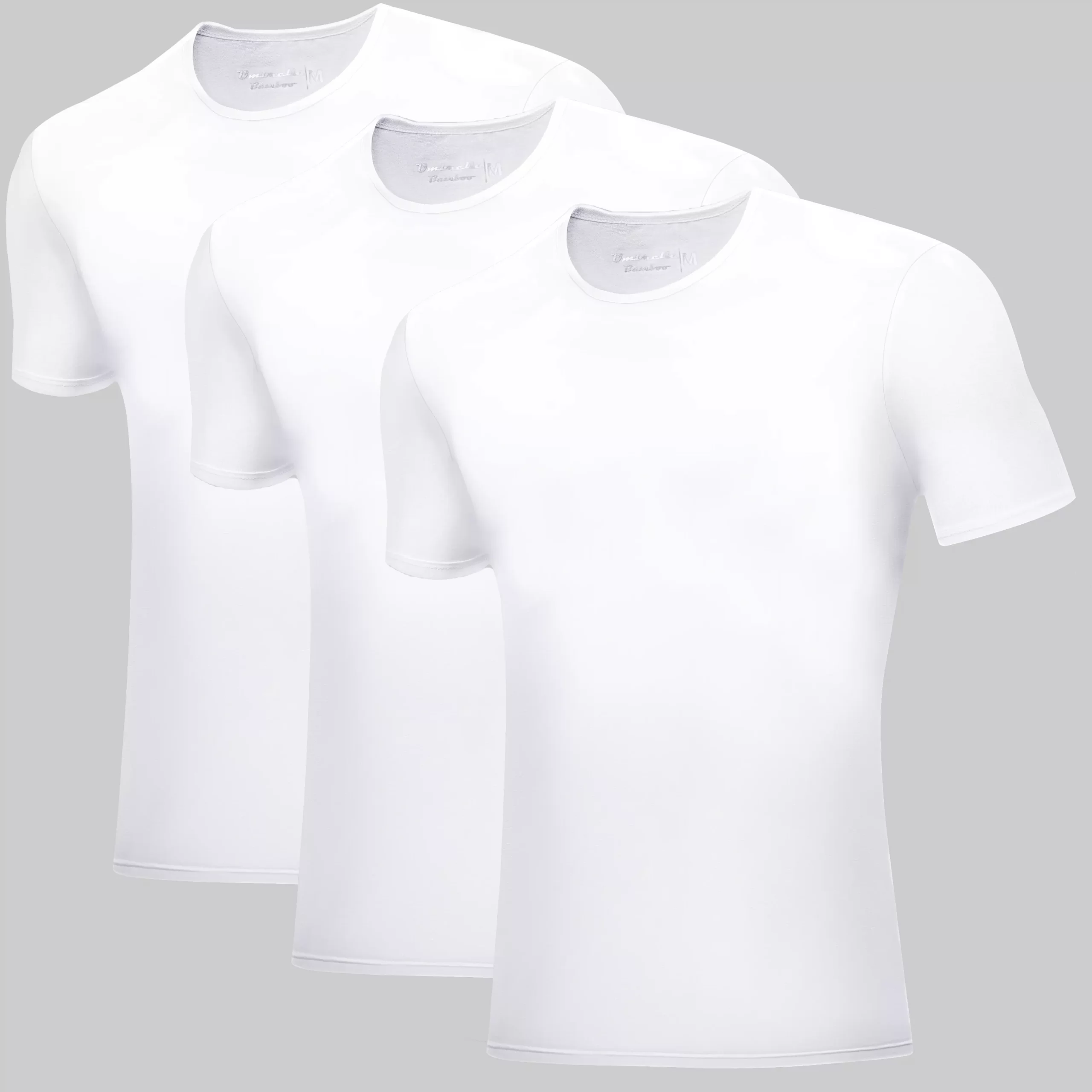 3 Hvide Bambus Rundhals T-Shirts