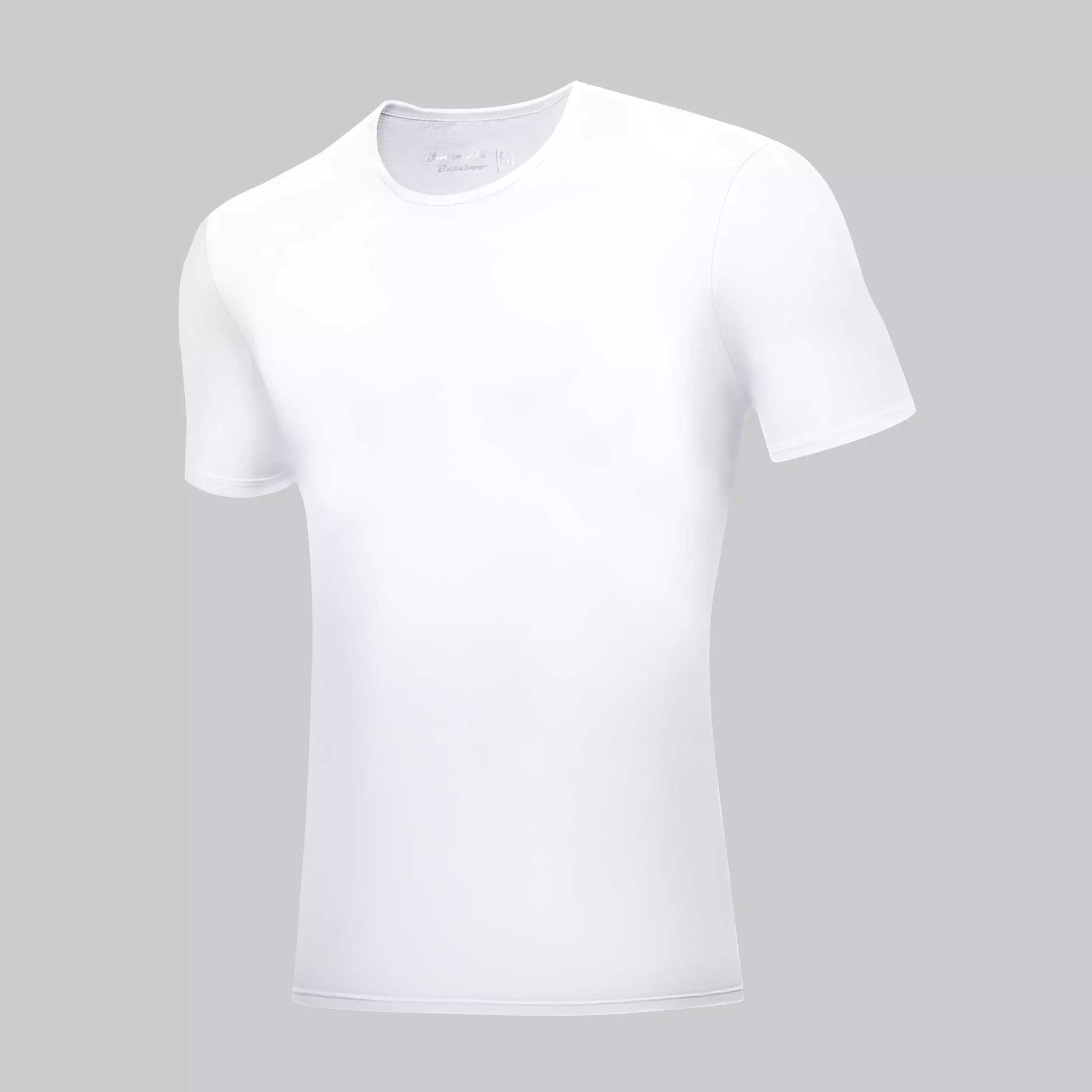 Hvid Rundhals Bambus T-Shirt fra siden