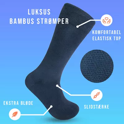 Luksus Bambus Strømper i blå farve